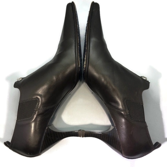 DONALD J. PLINER Expresso brown calf leather shoe with front zipper - Size 9M - Picture 6 of 15